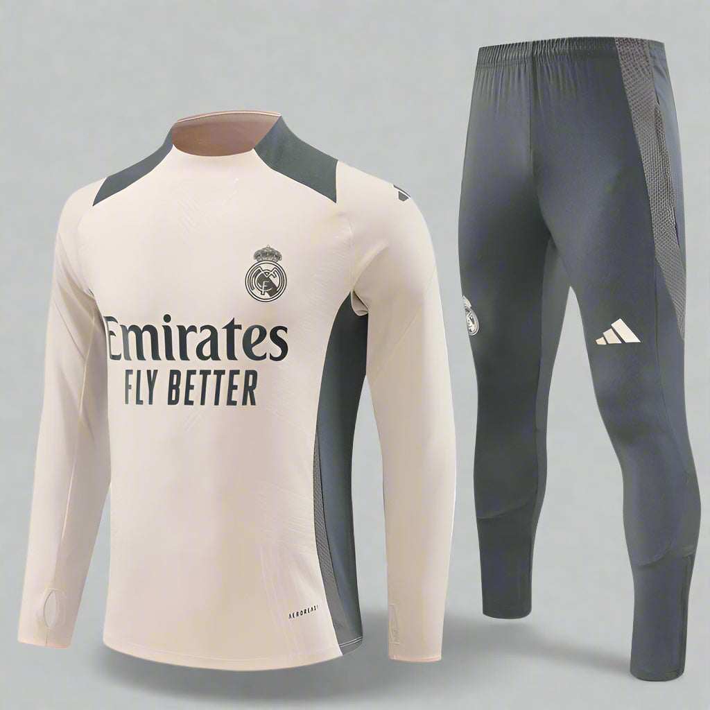 Real Madrid 24/25 Cream & Grey Long Training Set