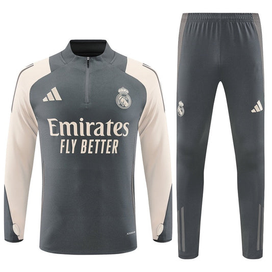 Real Madrid 24/25 Cream & Grey Sleeves Long Training Set