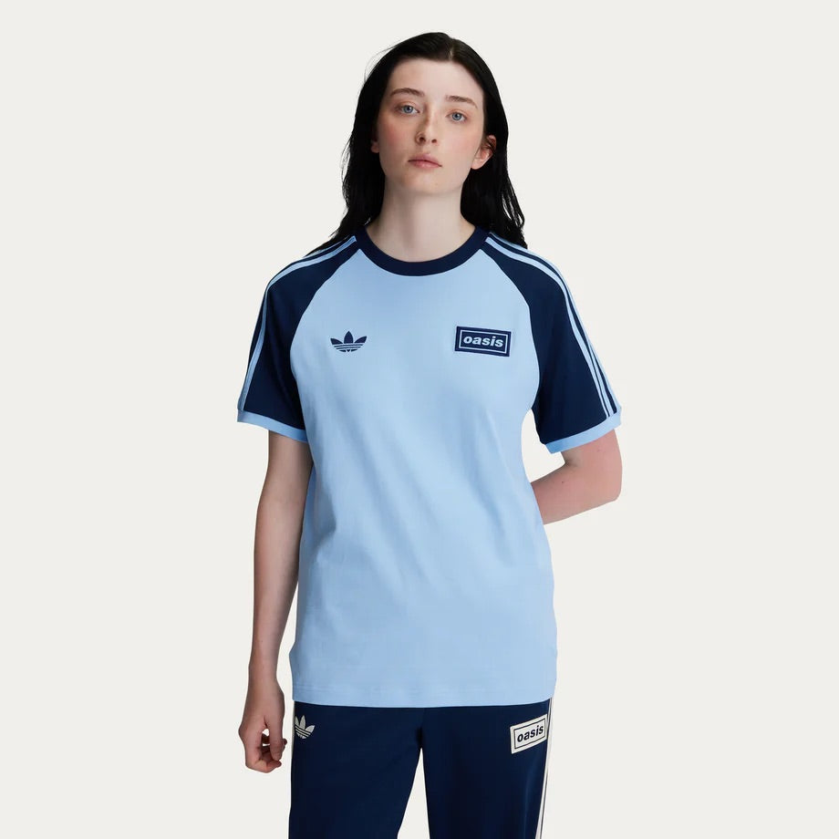 Oasis Live '25 Adidas 3 Stripes T-Shirt Sky/Indigo