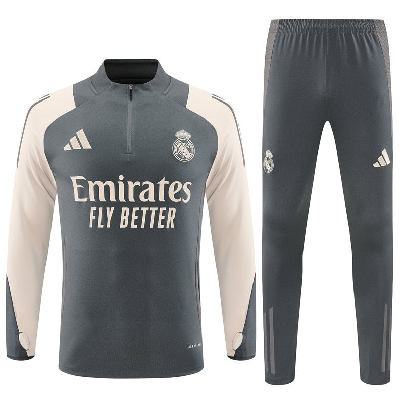 Real Madrid 24/25 Cream & Grey Sleeves Long Training Set