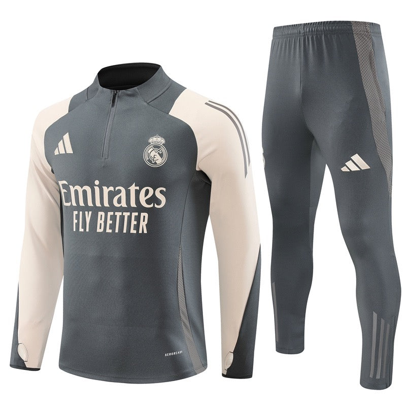Real Madrid 24/25 Cream & Grey Sleeves Long Training Set
